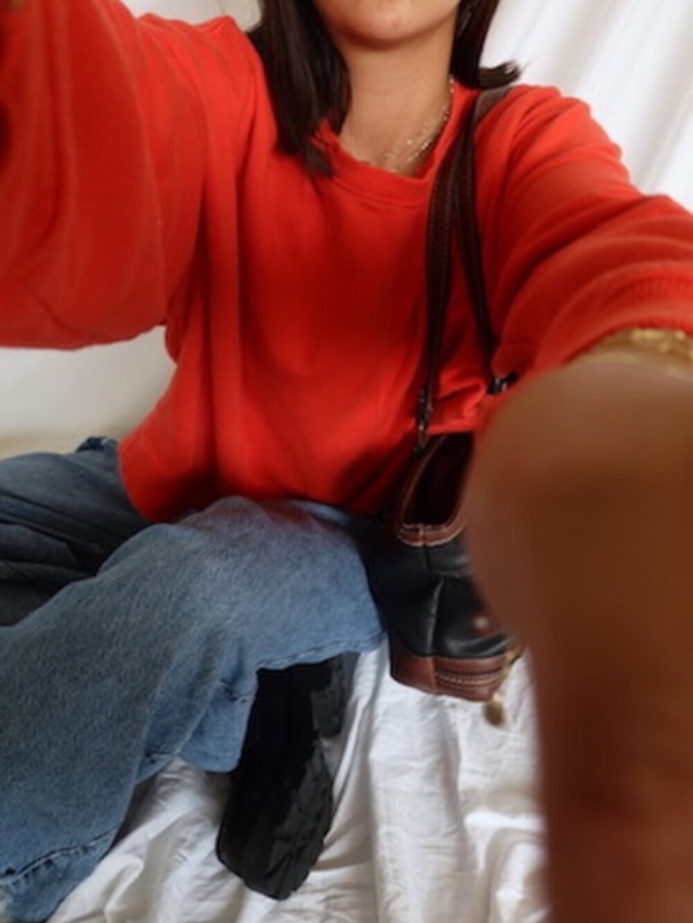 Orangered oversized crewneck sweatshirt oversized - Picture 2 of 7